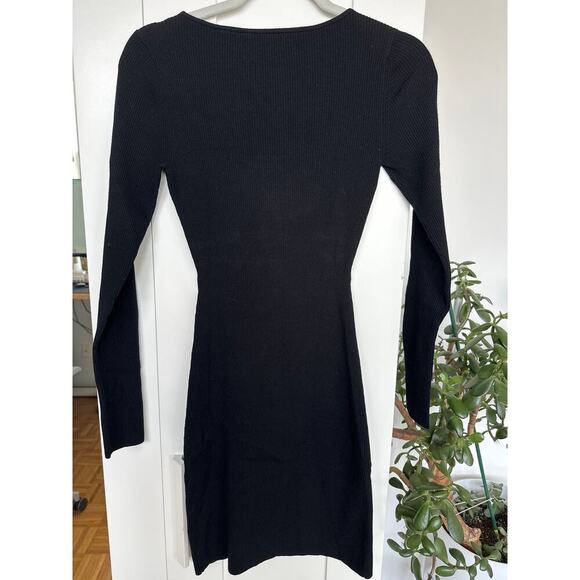 Women's Wilfred Free Black Ribbed Cut-Out Long Sleeve Dress, Size S, Like New - Picture 3 of 5